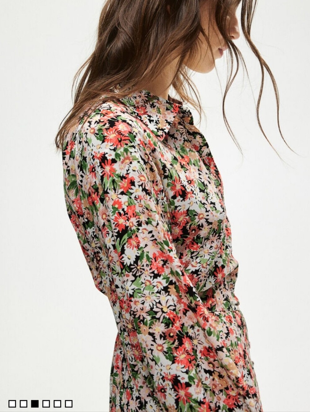 H&M Floral Balloon-sleeved Button Down shirt dress Y2K Cottagecore Vintage - Picture 3 of 14